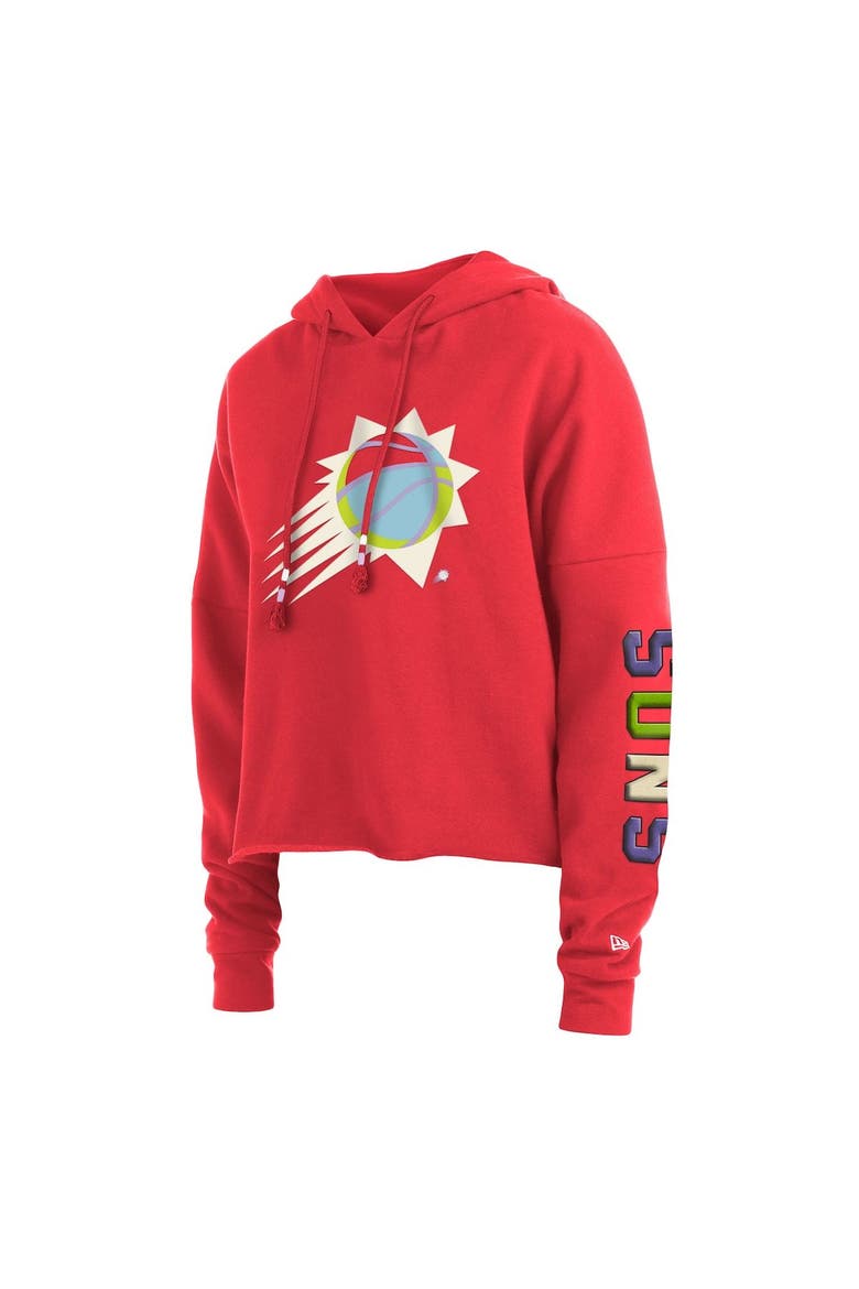 Women's New Era Red Phoenix Suns Color Pack Cropped Top Pullover Hoodie, Alternate, color, Red