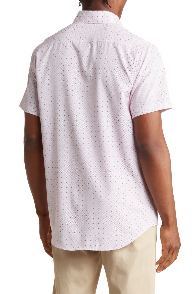 Slim Fit Performance Short Sleeve Button-Up Shirt, Alternate, color, LIGHT PINK WHITE