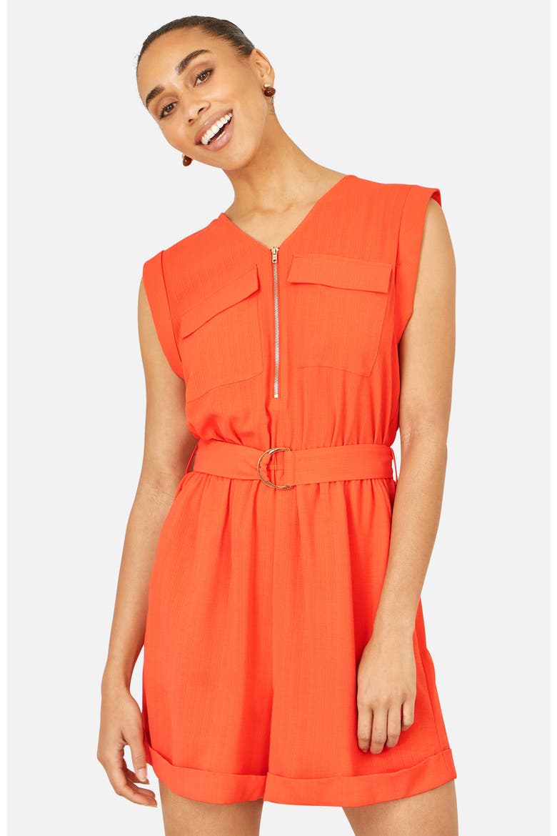 Utility Style Playsuit, Alternate, color, Orange