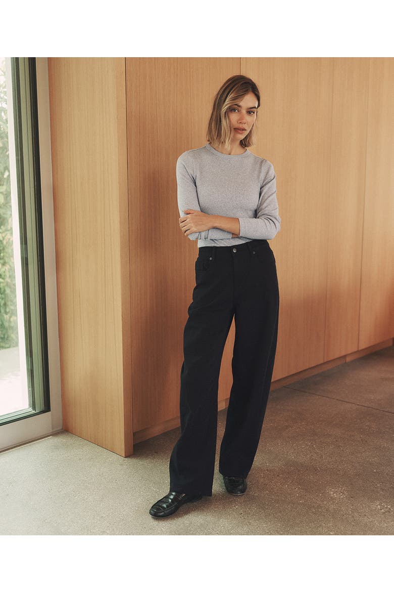 Organic Cotton All-Day Twill Barrel Pant, Alternate, color, Black