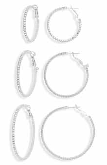 Tasha 3-Pack Pavé Crystal Hoop Earrings