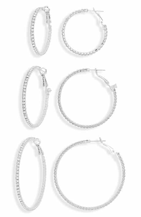 Tasha 3-Pack Pavé Crystal Hoop Earrings