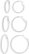 Tasha 3-Pack Pavé Crystal Hoop Earrings
