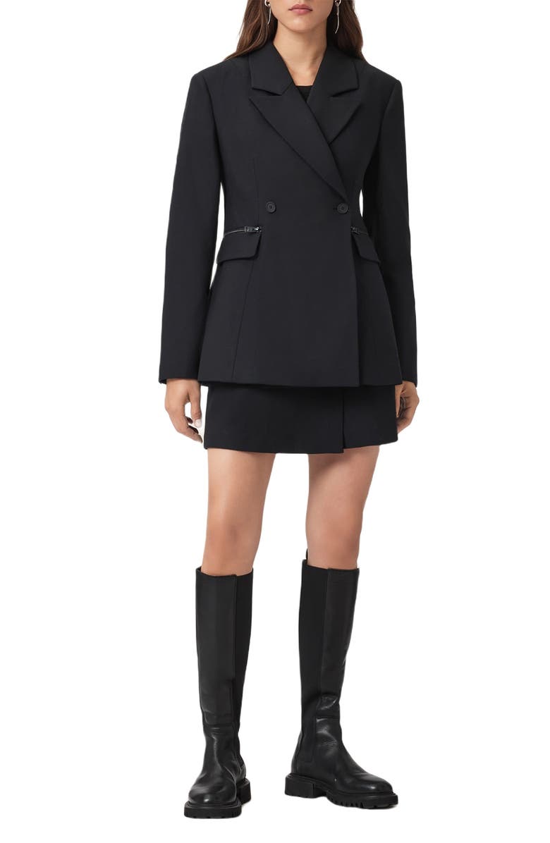 AllSaints Mimmie Wrap Skort, Alternate, color, Black