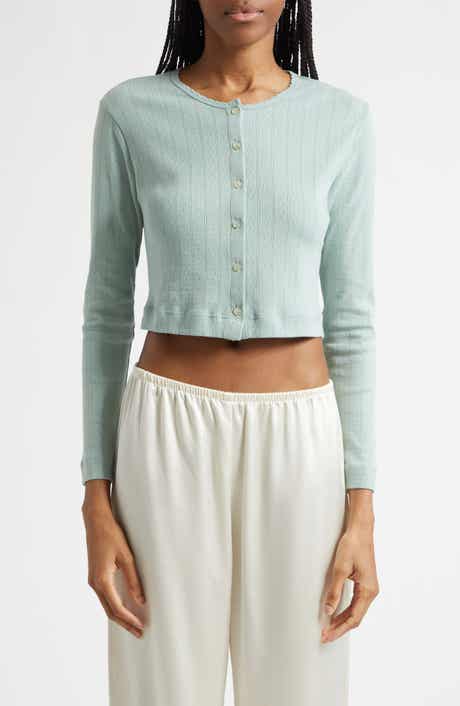 Cotton Pointelle Crop Cardigan