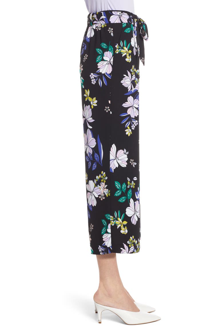 Wide Leg Crop Pants, Alternate, color, BLACK FLORAL