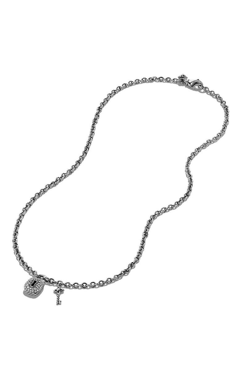 David Yurman 'Cable Collectibles<sup>®</sup>' Lock and Key Charm Necklace with Diamonds, Alternate, color, 