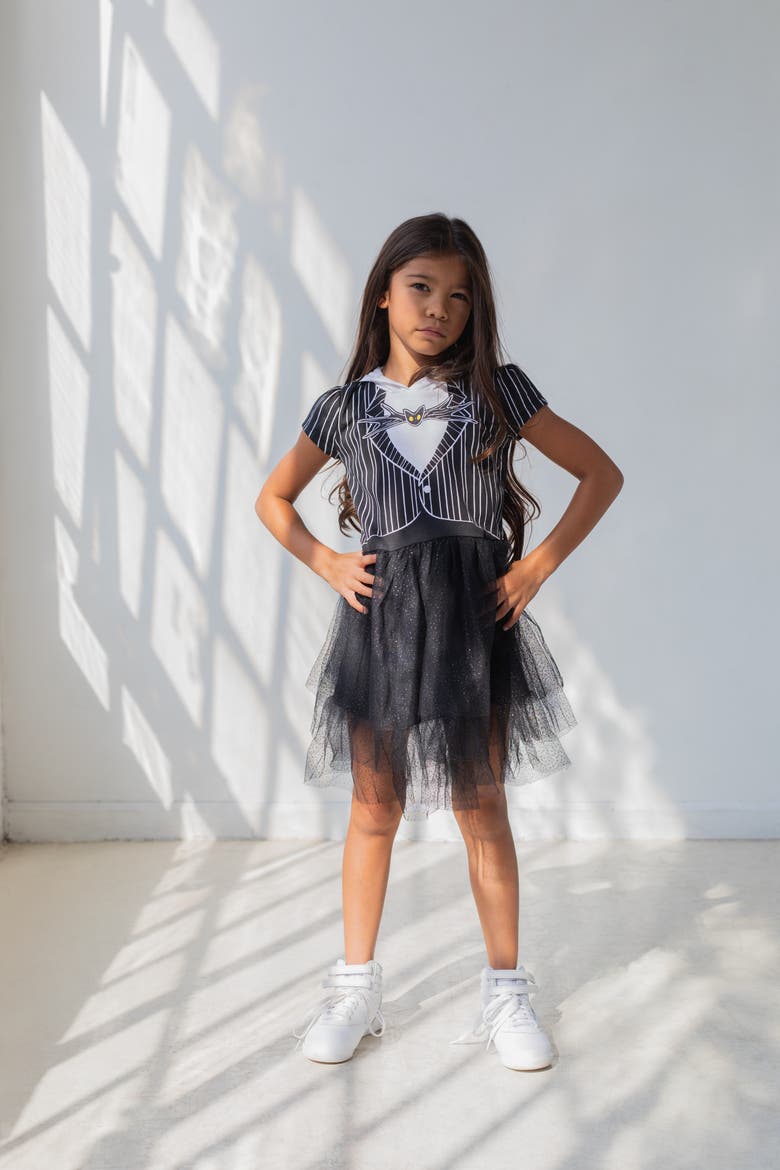 Nightmare Before Christmas Jack Skellington Hooded Tutu Dress, Alternate, color, Jack Skellington Black