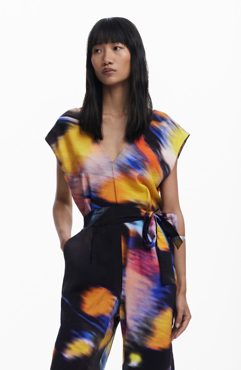 Desigual Abstract Print Jumpsuit, Alternate, color, 