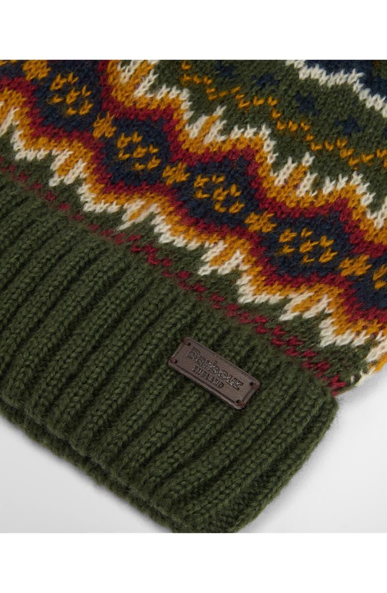 Barbour Fair Isle Dog Sweater & Matching Owners Hat Set, Alternate, color, Olive