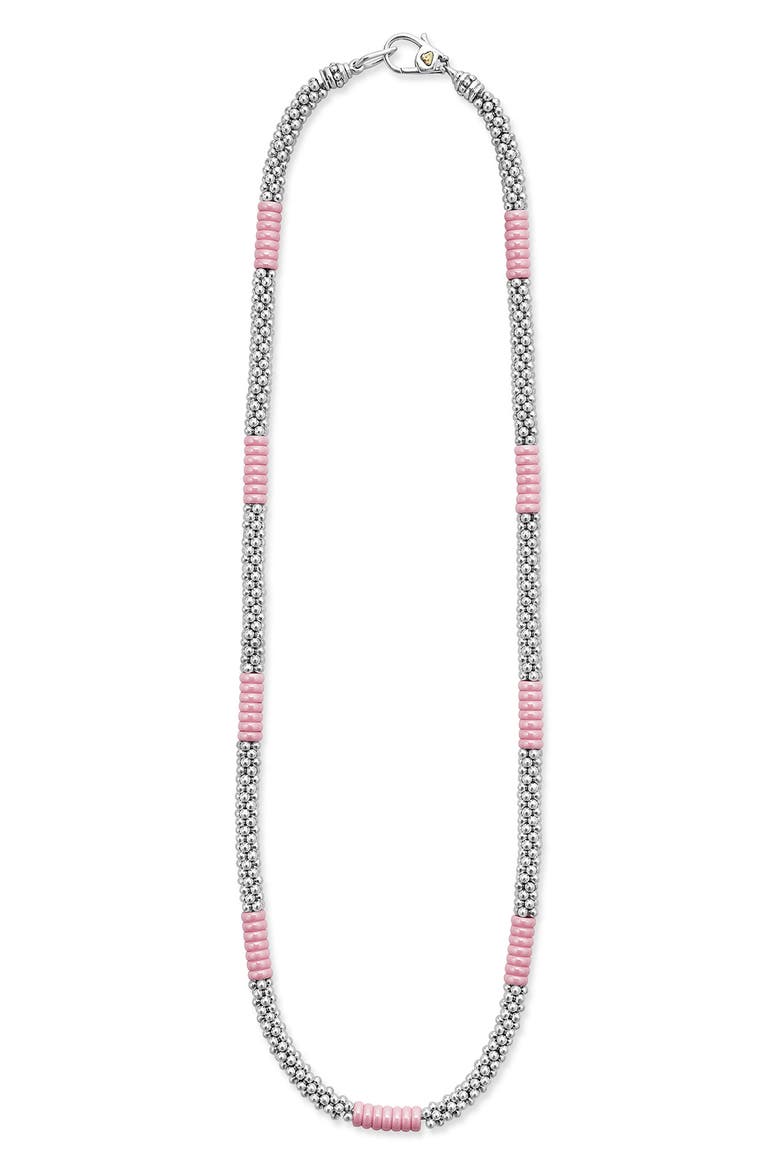 Pink Caviar Ceramic Station Necklace, Alternate, color, PINK