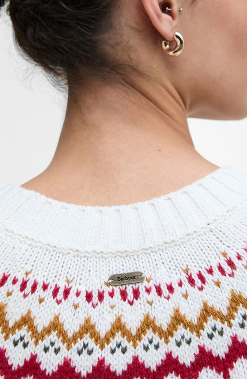Barbour Tidal Fair Isle Cotton & Wool Blend Sweater In White