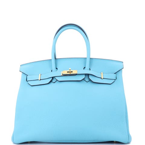 Birkin Handbag Blue Togo with Gold Hardware 35