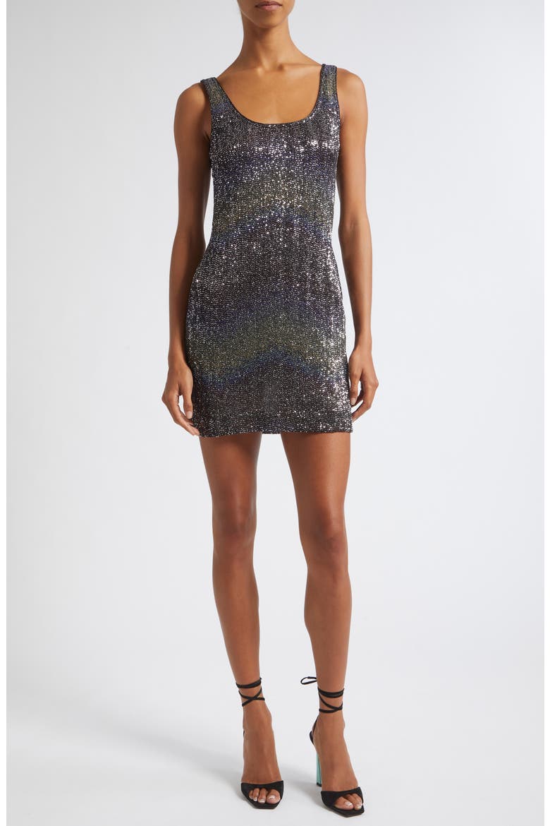 Sequin Metallic Minidress, Main, color, DARK GREY SEQUIN