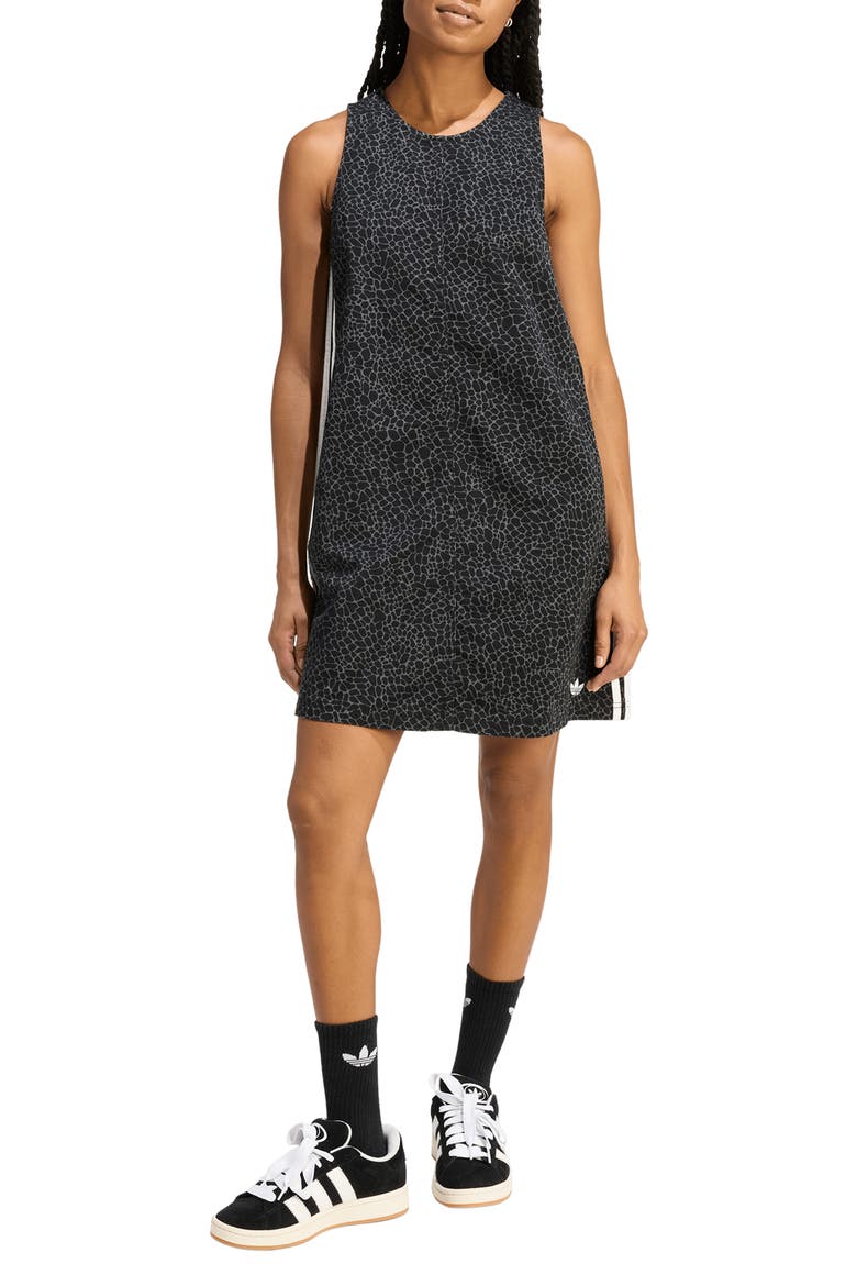 Animal Print Sleeveless Shift Dress, Main, color, BLACK/ GREY SIX