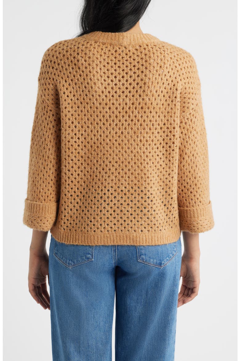 Open Stitch Cuffed Sweater, Alternate, color, BISCOTTI