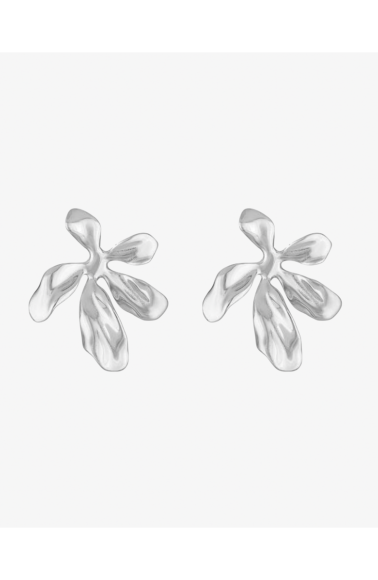 BEN ONI Polished Flower Petal Earrings, Main, color, Silver