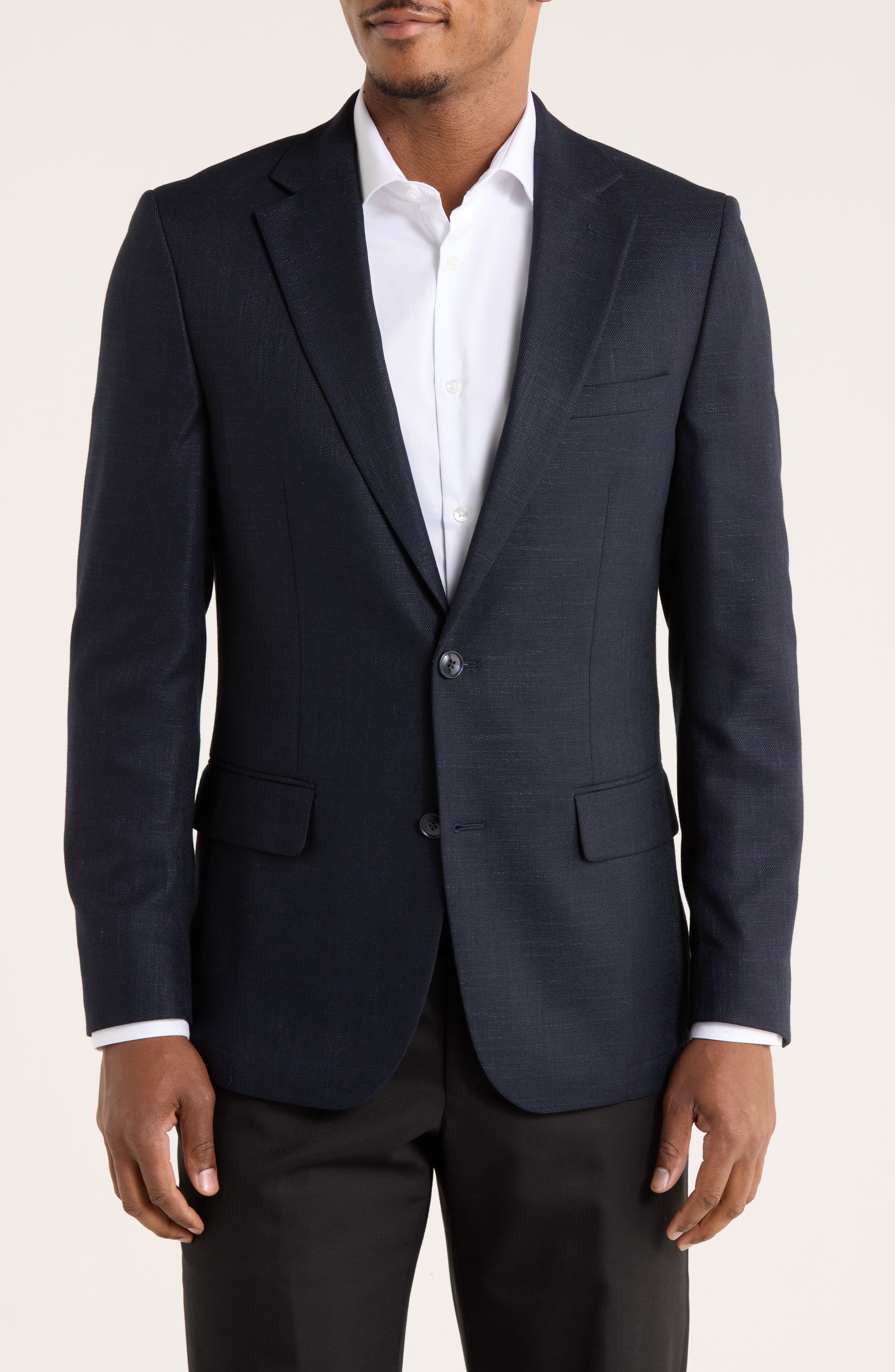 Original Penguin Navy Crosshatch Notch Lapel Sport Coat