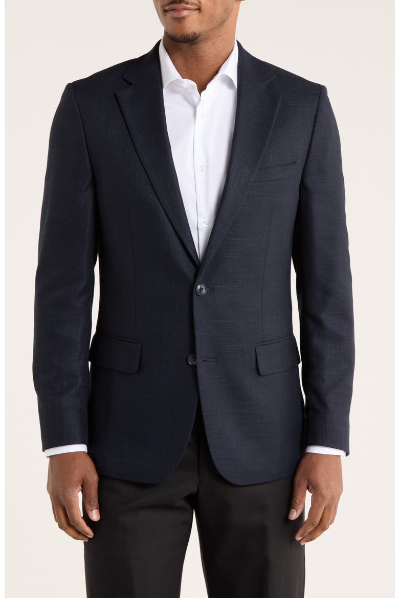 Navy Crosshatch Notch Lapel Sport Coat, Main, color, NAVY