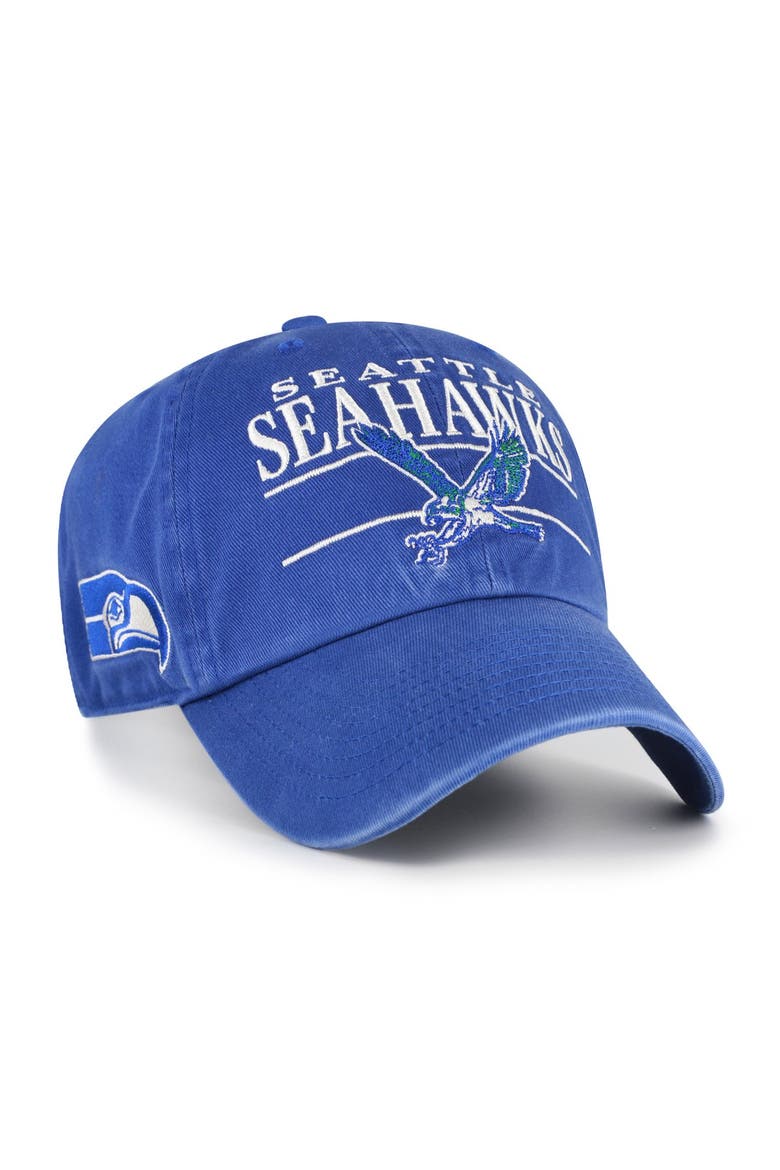 Men's '47 Royal Seattle Seahawks Throwback Graphic Clean Up Adjustable Hat, Main, color, Royal