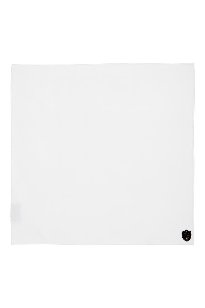 White Cotton Herringbone Pocket Square, Alternate, color, WHITE
