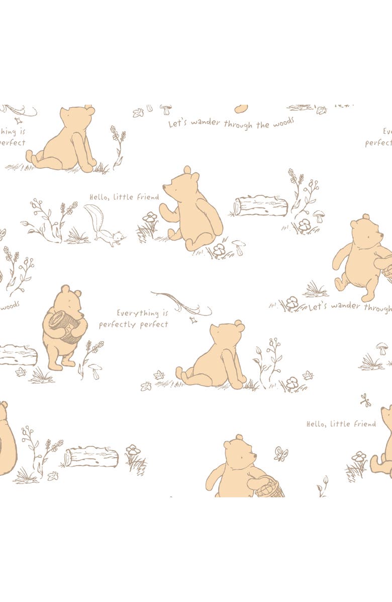 Lambs & Ivy Disney Baby Storytime Pooh 100% Cotton Fitted Crib Sheet, Alternate, color, Cream