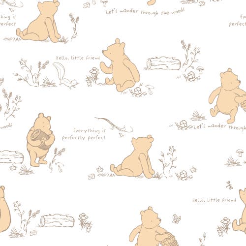 Lambs & Ivy Disney Baby Storytime Pooh 100% Cotton Fitted Crib Sheet In White