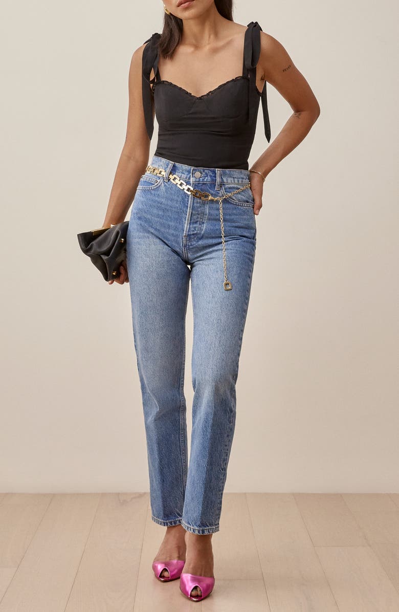 Reformation Blanca Smocked Tie Shoulder Tank, Alternate, color, 