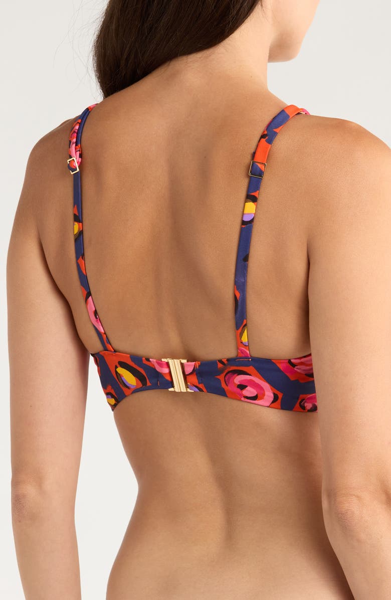 Huit Triangle Bikini Top, Alternate, color, Blue/ Pink Multi