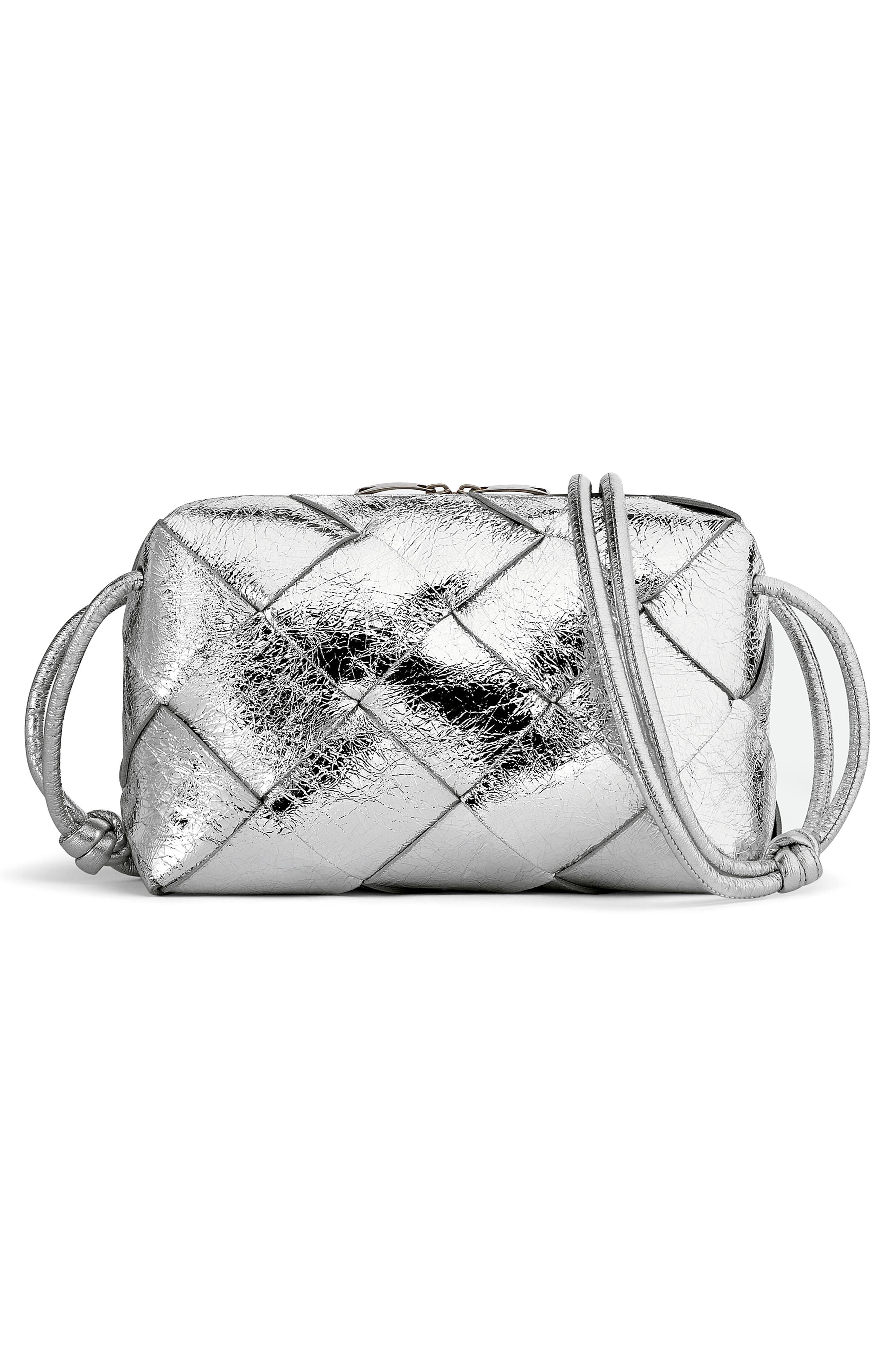 Bottega Veneta Cassette Intrecciato Metallic Leather Camera Bag, Alternate, color, 