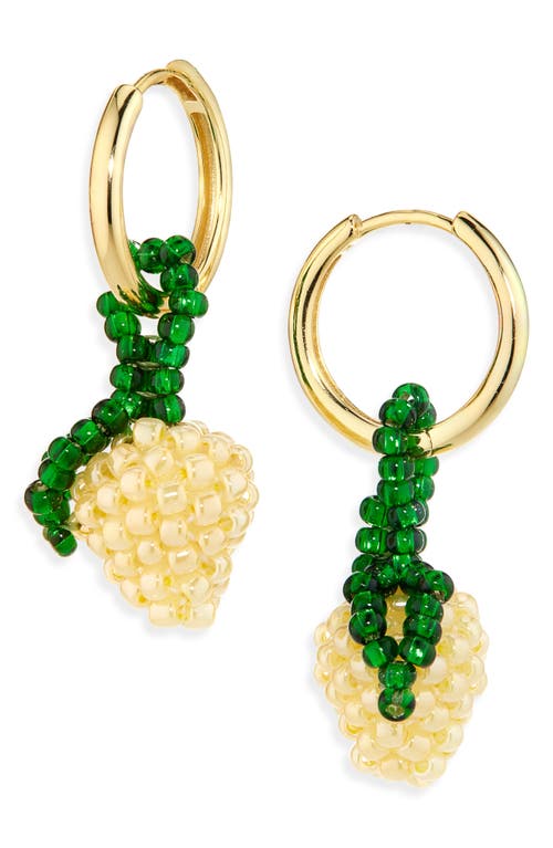 Pura Utz Beaded Charm Drop Hoop Earrings In Gold