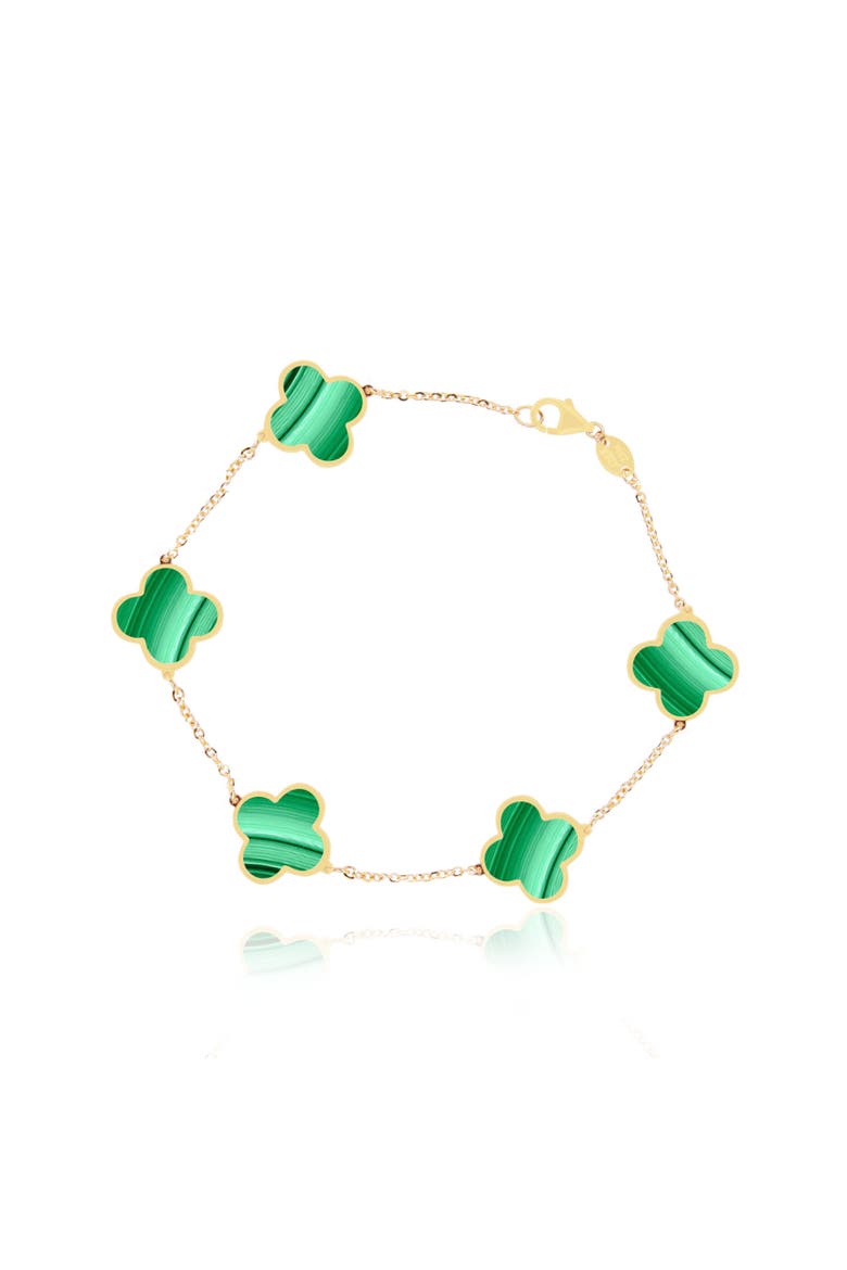 Large Malachite Clover Bracelet, Main, color, Malachite