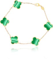 The Lovery Fine Jewelry Large Malachite Clover Bracelet