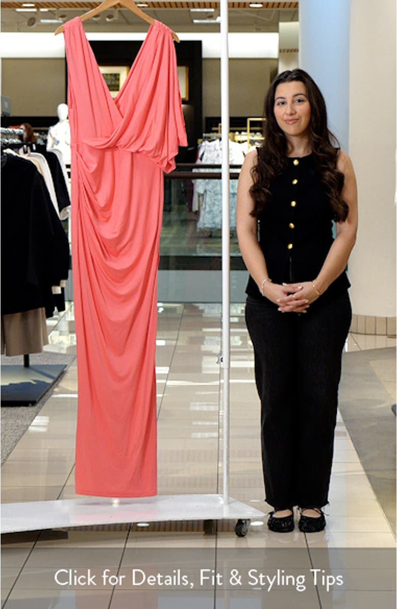 Norissa Ruched Drape Maxi Dress, sales video thumbnail