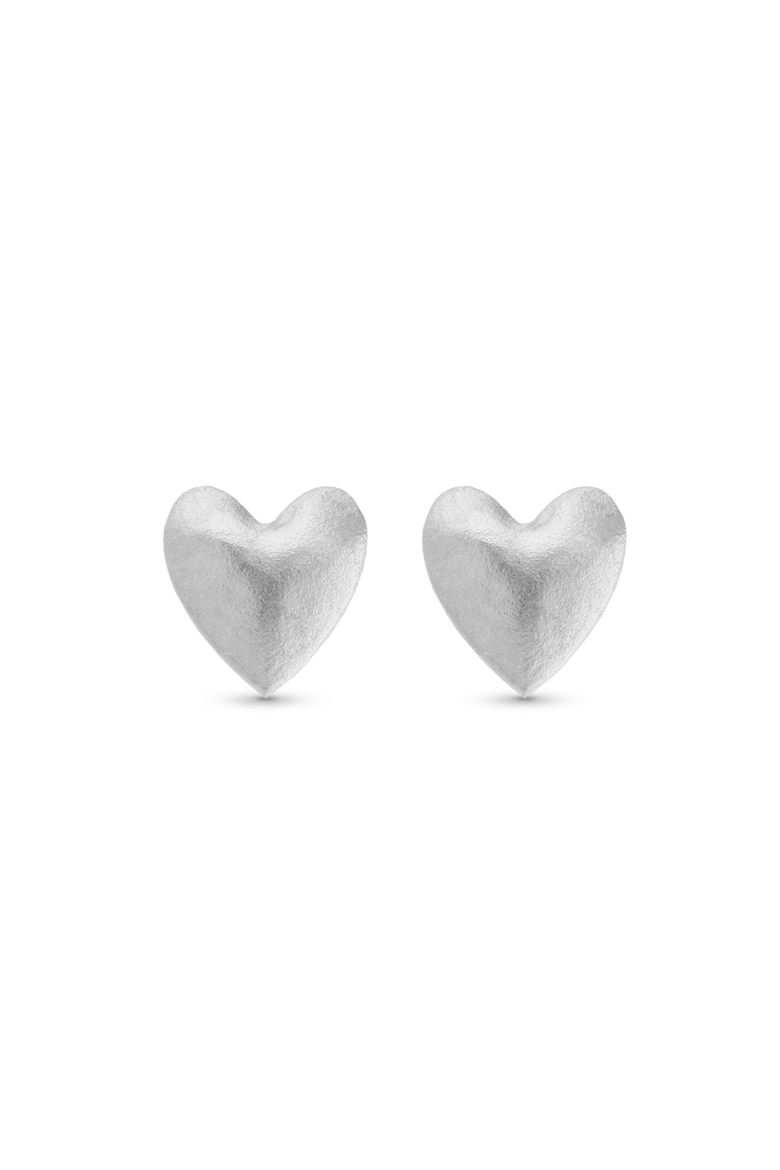 Heart Stud Earrings, Main, color, Platinum