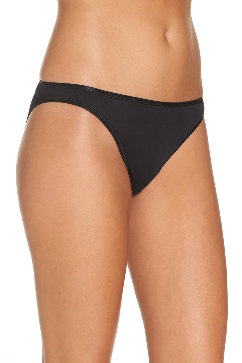 Cotton Seamless Bikinis, Alternate, color, BLACK