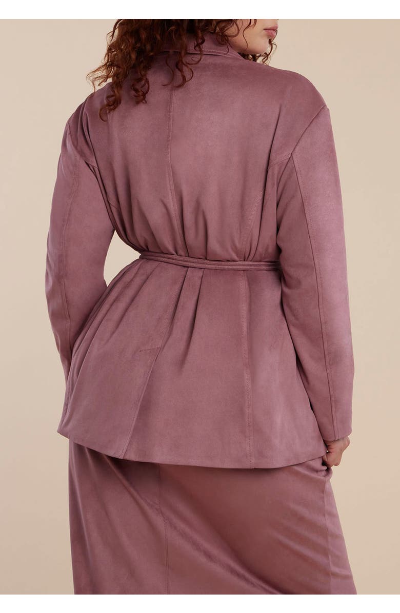 ELOQUII Faux Suede Tassel Belted Blazer, Alternate, color, Wistful Mauve