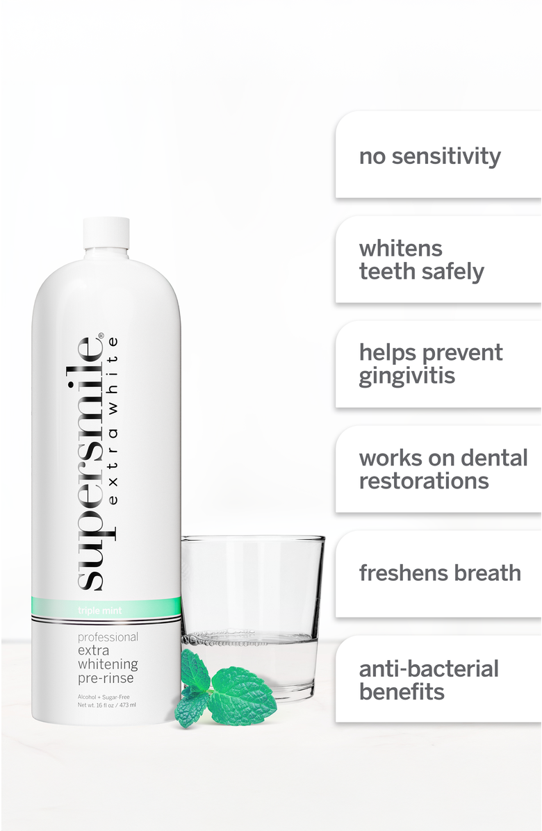 Supersmile Professional Extra Whitening Pre-Rinse 16oz - Triple Mint, Main, color, White