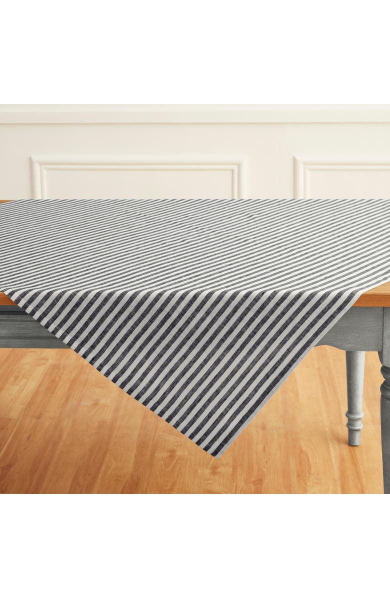 Solino Home Linen Table Throw - Amalfi Stripe, Alternate, color, Black And White