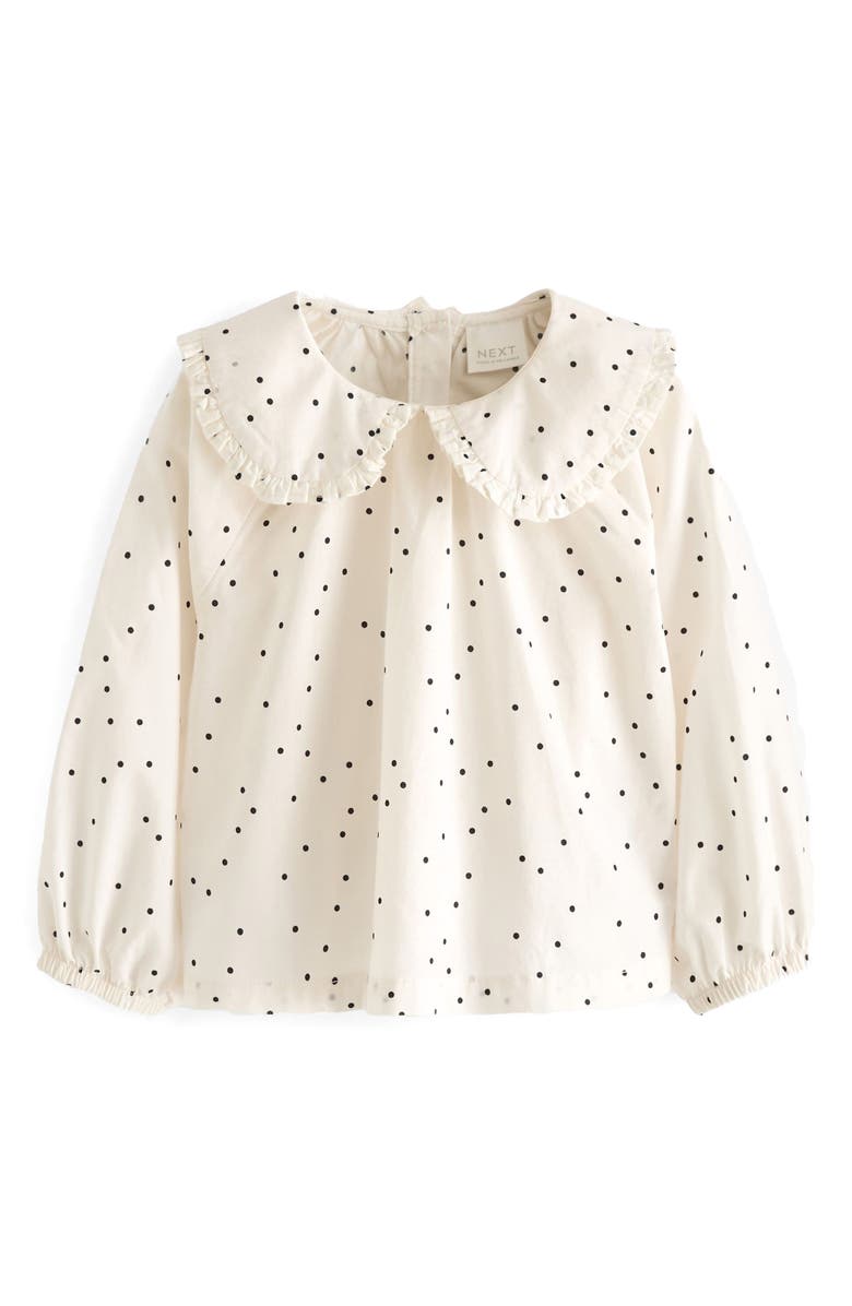 NEXT Kids' Peter Pan Collar Polka Dot Top & Denim Overalls Set, Alternate, color,