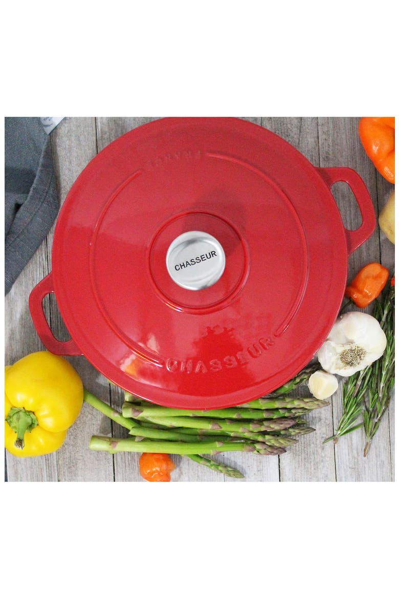 1.8-quart Red French Enameled Cast Iron Braiser With Lid, Alternate, color, RED