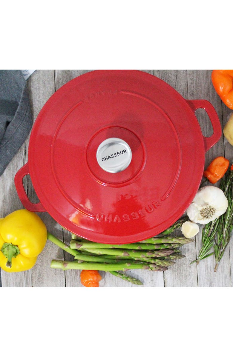 CHASSEUR 1.8-quart Red French Enameled Cast Iron Braiser With Lid, Alternate, color, Red