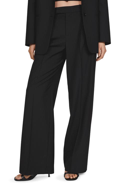 Pleat Front Wide Leg Suit Pants