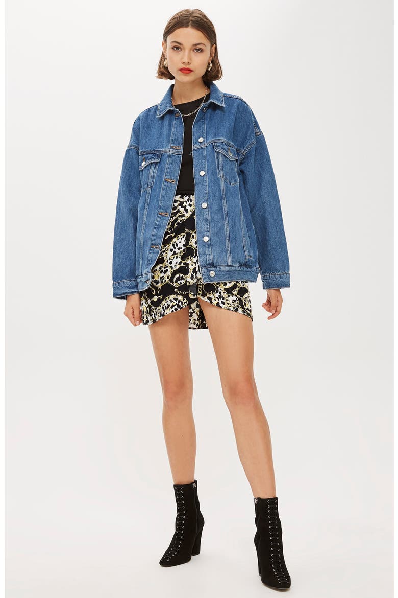 Oversized Denim Jacket, Alternate, color, MID DENIM