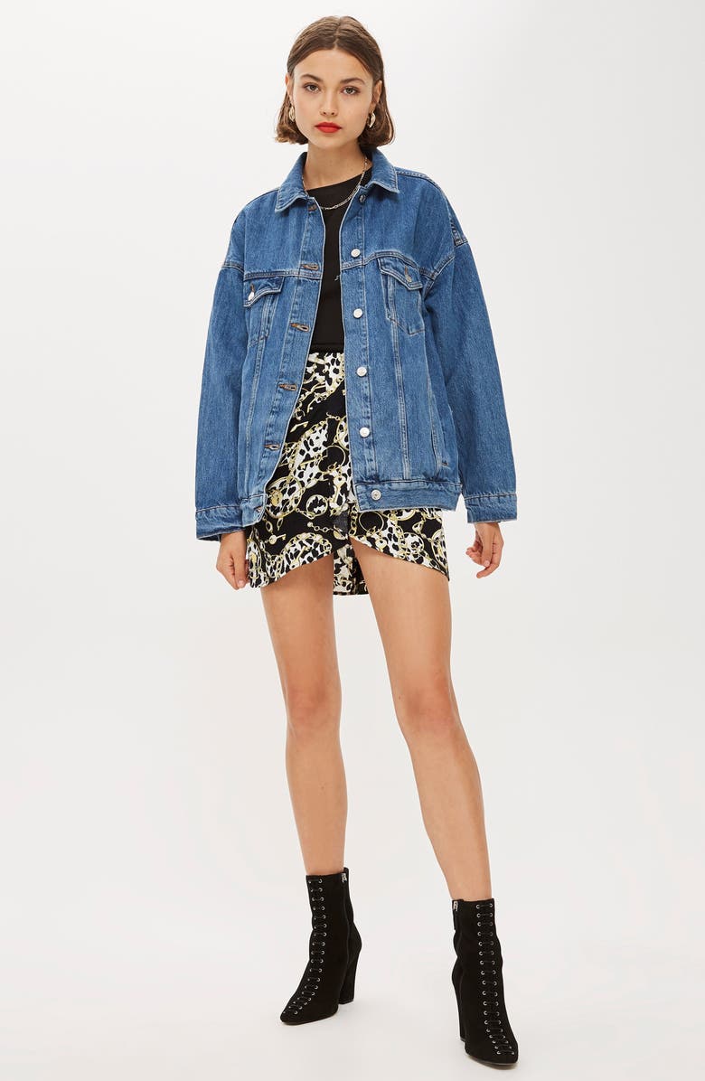 Topshop Oversized Denim Jacket, Alternate, color,