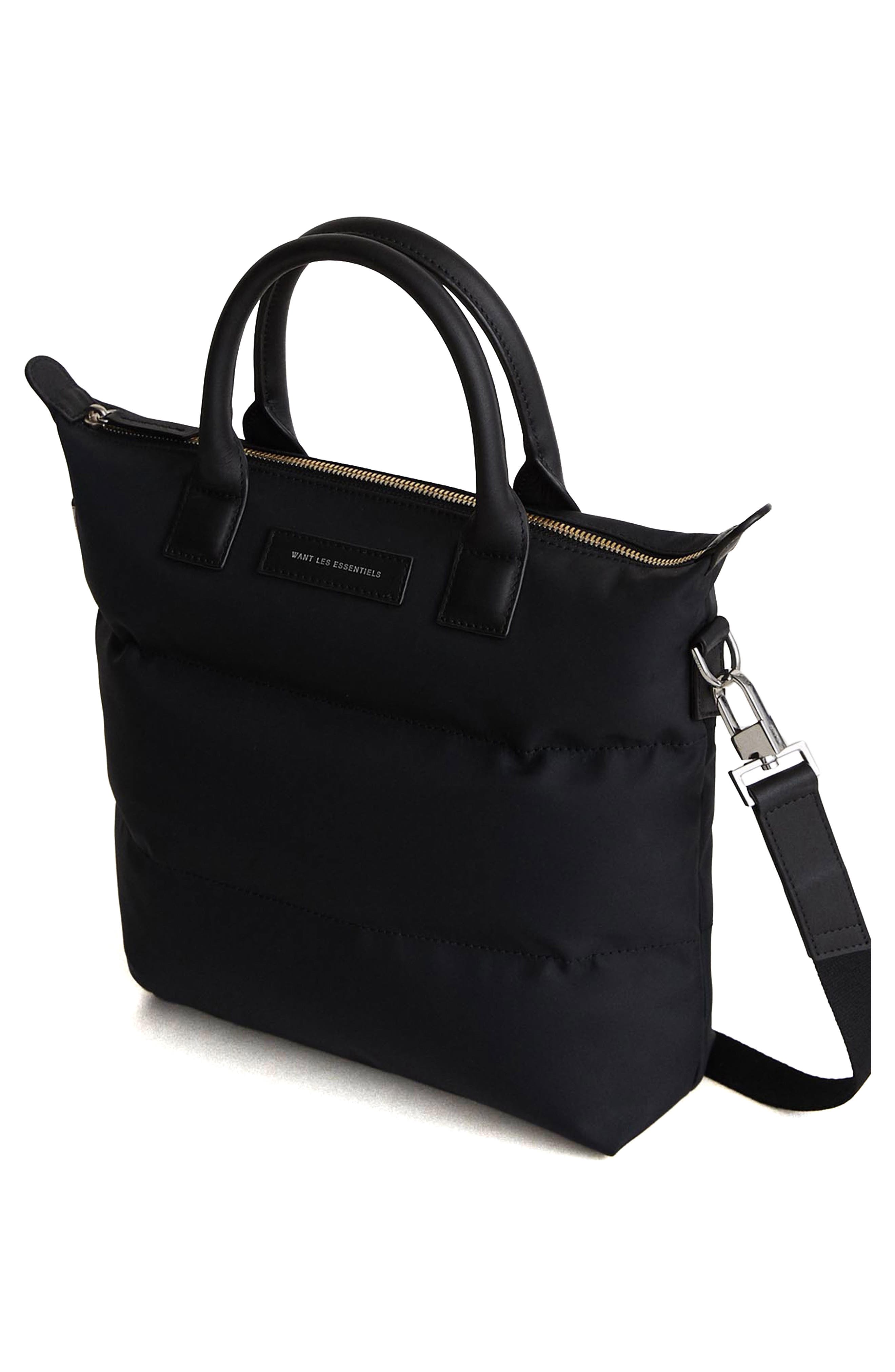 WANT Les Essentiels Mini Ohare Nylon Puffer Tote, Alternate, color, Black Nylon/ Black