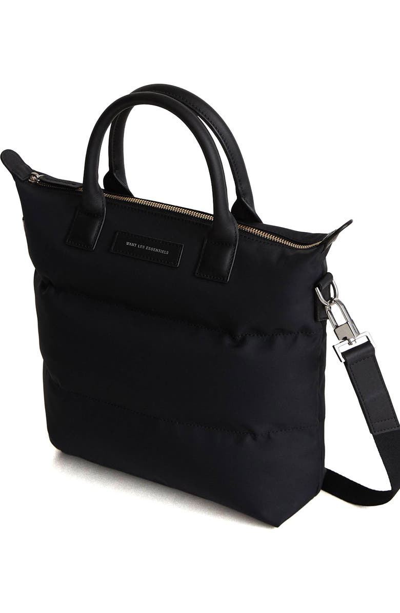 WANT Les Essentiels Mini Ohare Nylon Puffer Tote, Alternate, color, Black Nylon/ Black