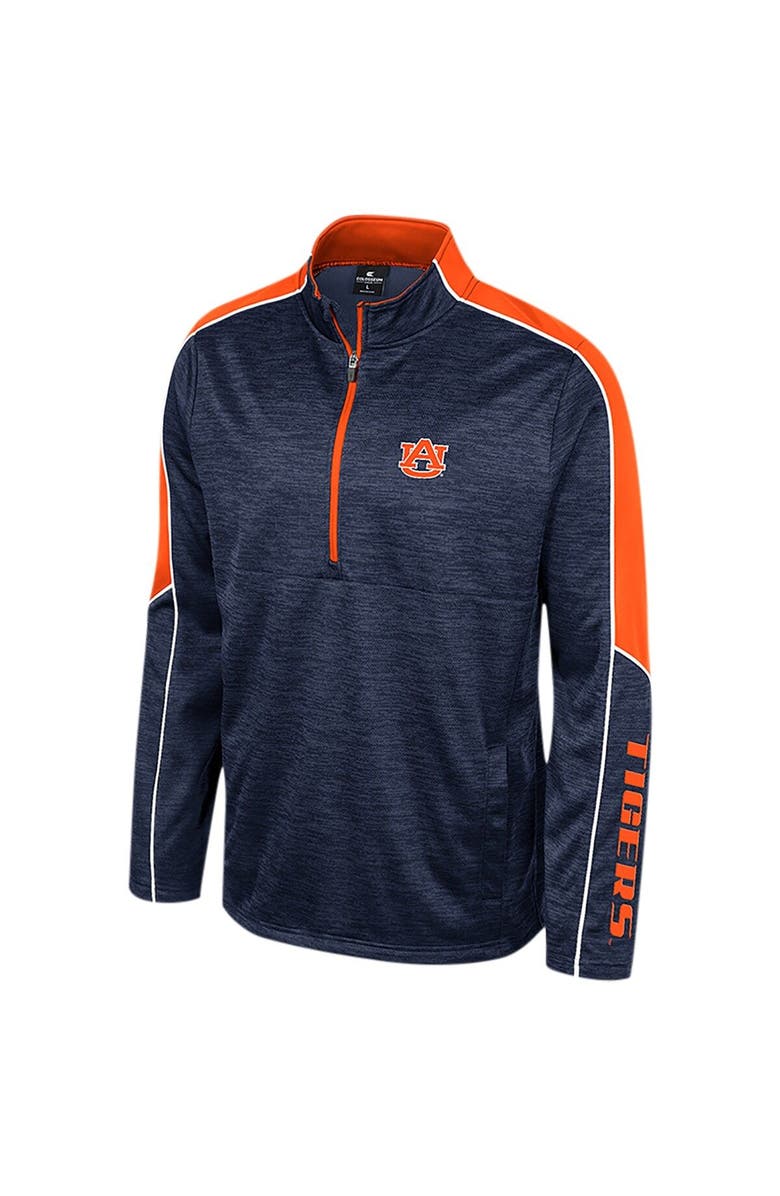 COLOSSEUM Men's Colosseum Navy Auburn Tigers Marled Half-Zip Jacket, Alternate, color, 