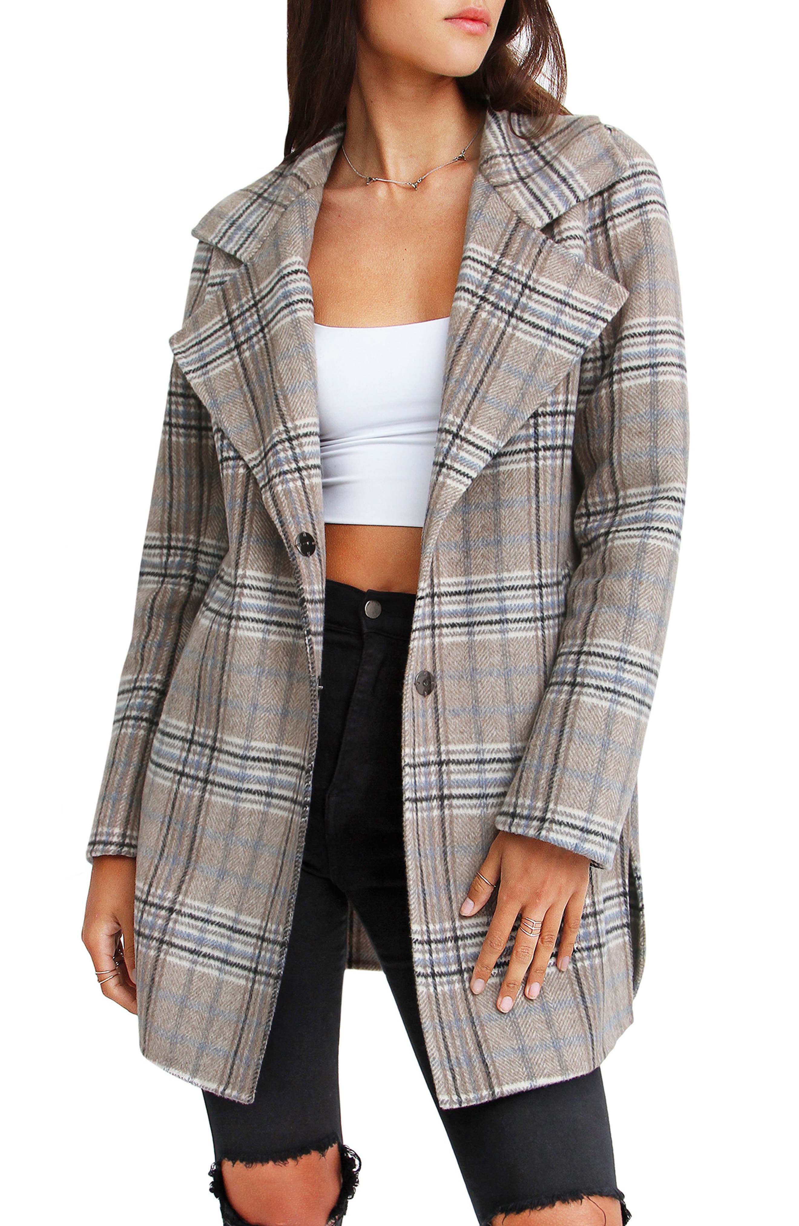 Ex-Boyfriend Plaid Wool Blend Coat