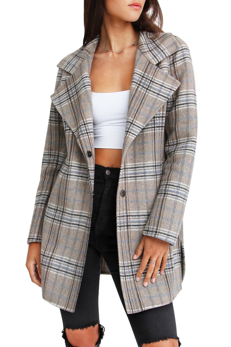 Ex-Boyfriend Plaid Wool Blend Coat, Main, color, EX-BF PLAID OAT